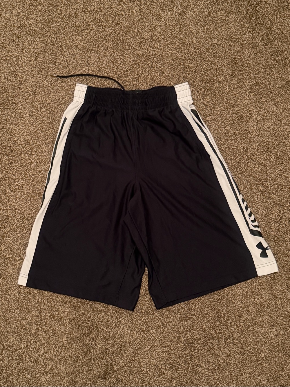Under Armour Men's Black Athletic Shorts with White Side Panels